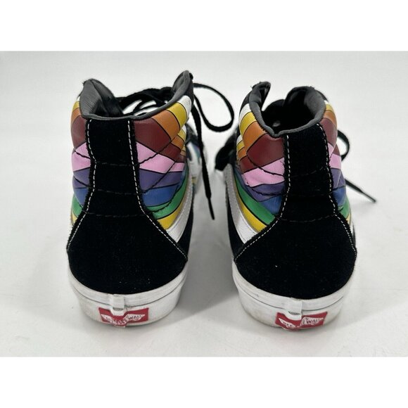 Vans Off the Wall Sk8-Hi Reissue Black Suede Rainbow Leather Sneakers M 8.5 W 10 - Picture 3 of 13